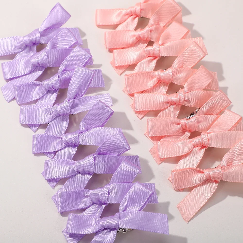 4/6/8/10Pcs 헤어 클립과 어린이 달콤한 솔리드 컬러 미니 Bowknot 아기 소녀 발레 스타일 리본 땋은 헤어 액세서리 도매