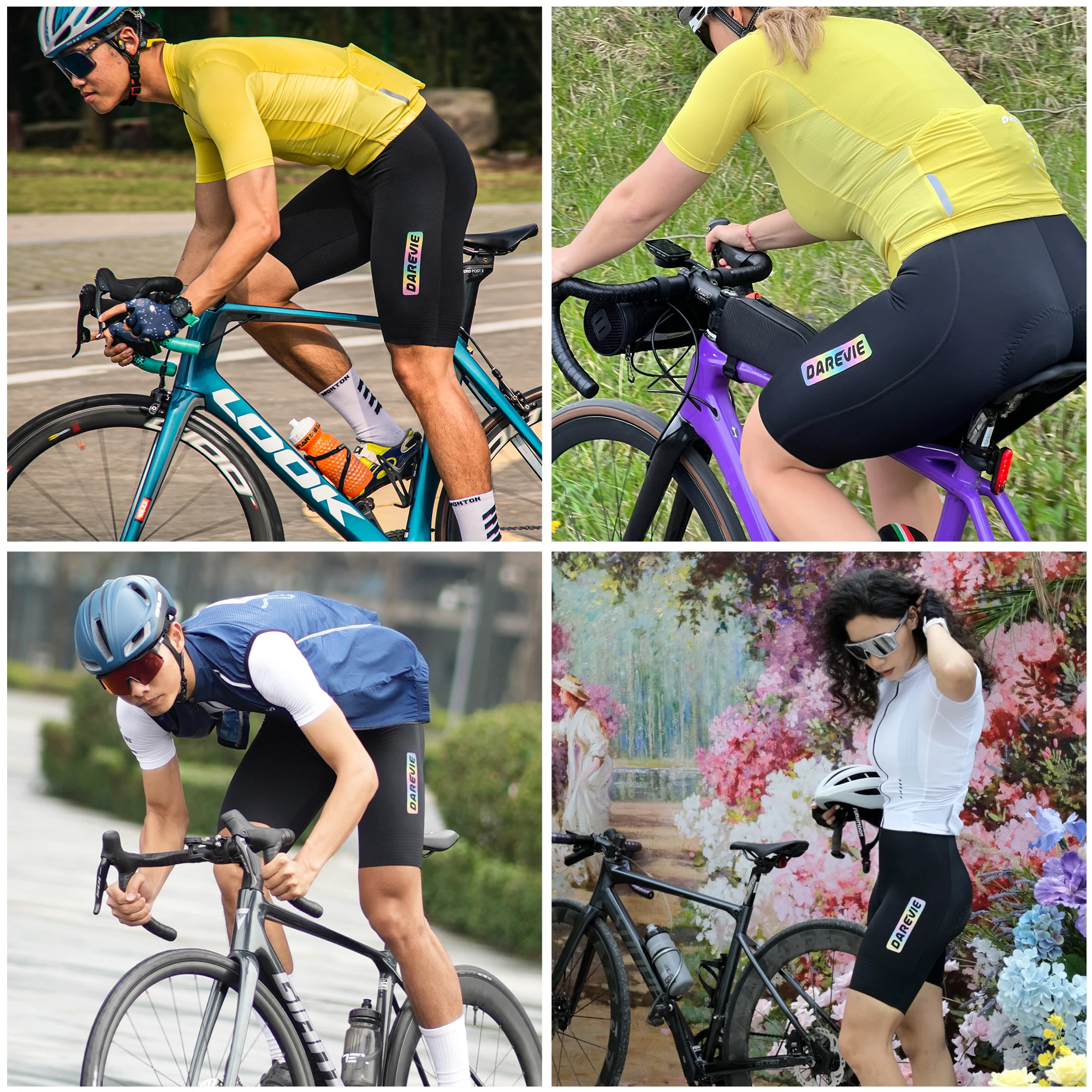 DAREVIE 사이클링 턱받이 반바지 Seamless 4.0 이탈리아 ELASTIC-INTERFACE 패드 사이클링 반바지 다이아몬드 레그 그리퍼 남성용 Bretelelle 반바지