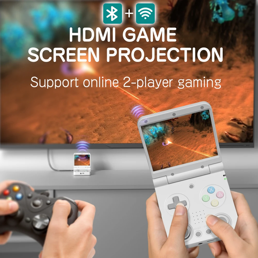 MIYOO Flip V2 레트로 핸드 헬드 게임 콘솔 (금속 경첩 포함) 3.5 