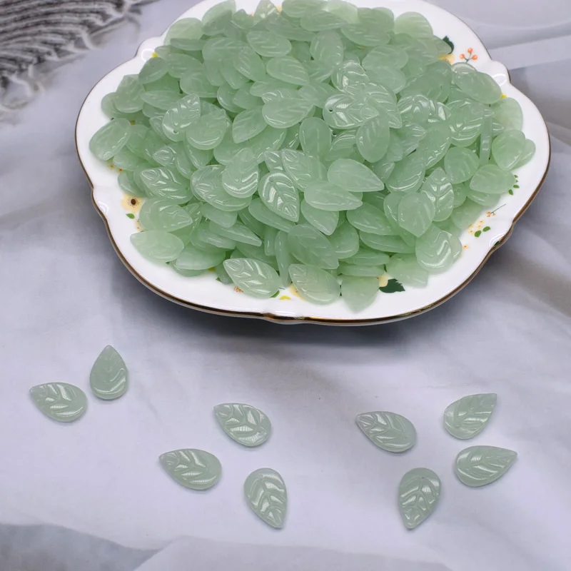 30/60Pcs 가방 11X18mm 유리 구슬 Leafs 투명 녹색 느슨한 스페이서 비즈 매력 펜던트 체코 유리 DIY 액세서리