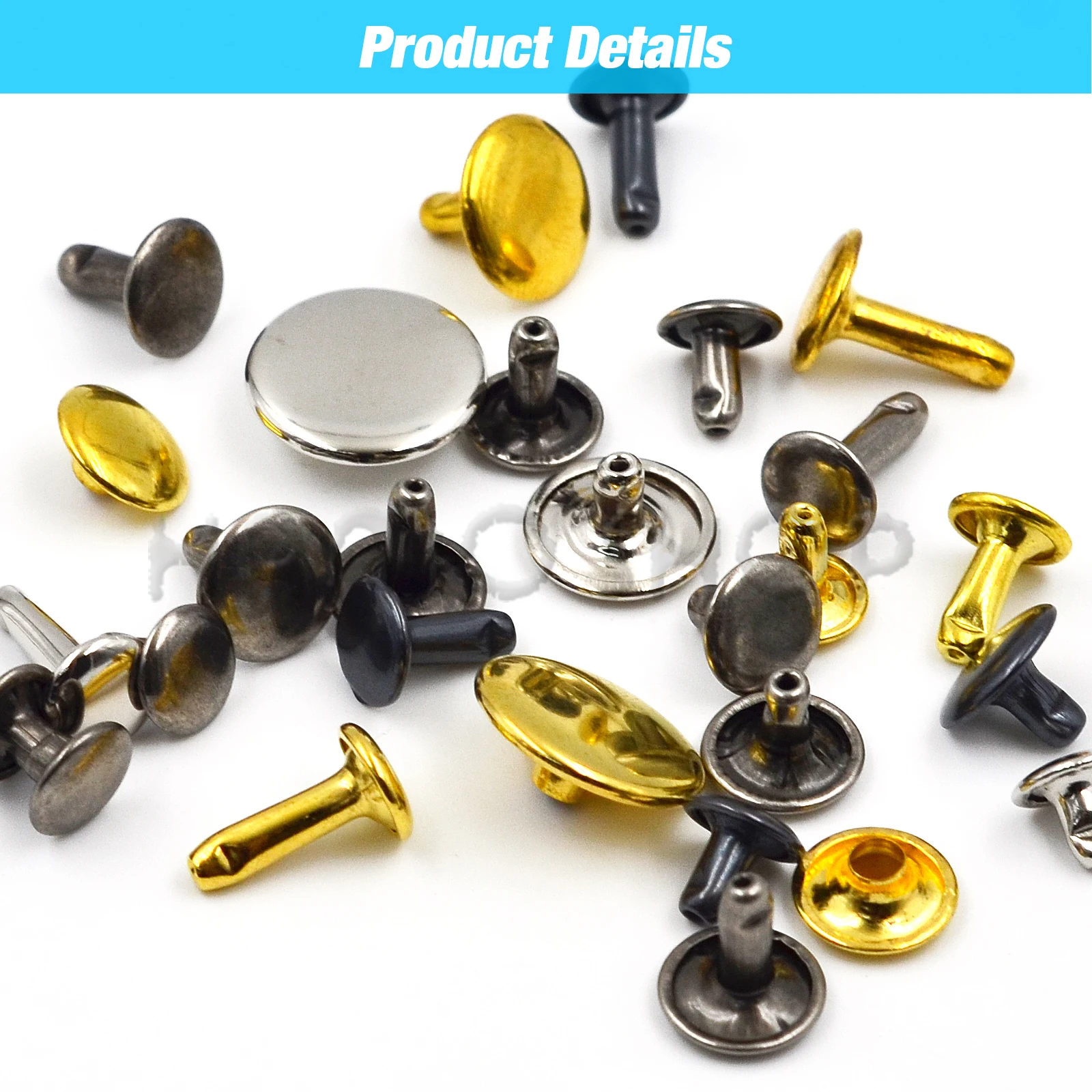 100 세트 5-15mm 금속 더블 캡 리벳 스터드 라운드 네일 리벳 Leathercraft 액세서리 수리 신발 가방 벨트 의류 의류