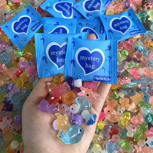 10/30/60PCS 서프라이즈 블라인드 가방 빛나는 동물 버섯 인형 화분에 심은 인형 집 요정 정원 장식을위한 소형 미스터리 가방