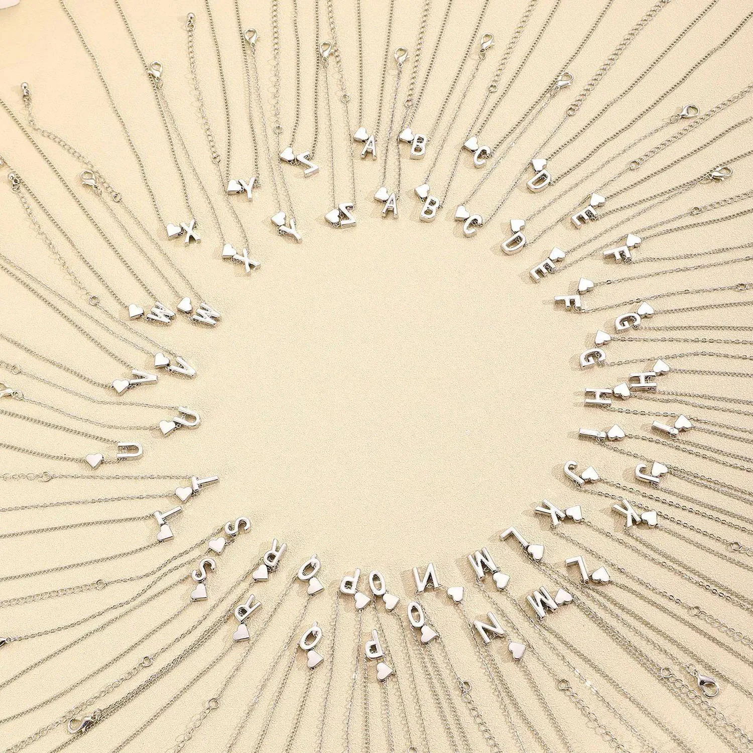 LATS 패션 작은 심장 우아한 목걸이 골드 실버 색상 26 문자 이름 초커 여성 펜던트 팔찌 쥬얼리 선물