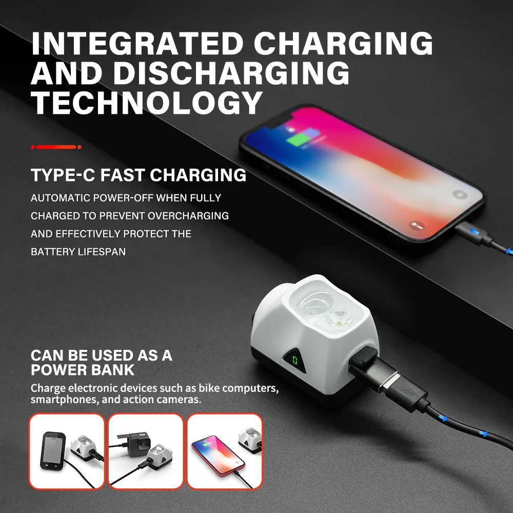 TOWILD DL1200S/DL1700 자전거 라이트 컷오프 라인 포함 Beam1900LM 충전식 자전거 프론트 라이트 보조베터리 Mtb 사이클링 헤드라이트