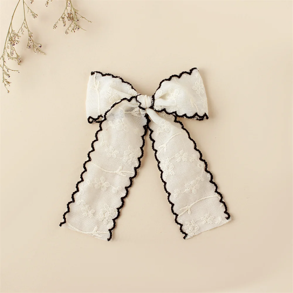 머리핀아기 머리핀헤어핀 여아용 귀여운 머리핀 바레트, 여아용 머리핀, 흰색 레이스 리본, 헤어 클립, 학교 여아, 어린이 모자, 어린이 헤어 액세서리, 1 개