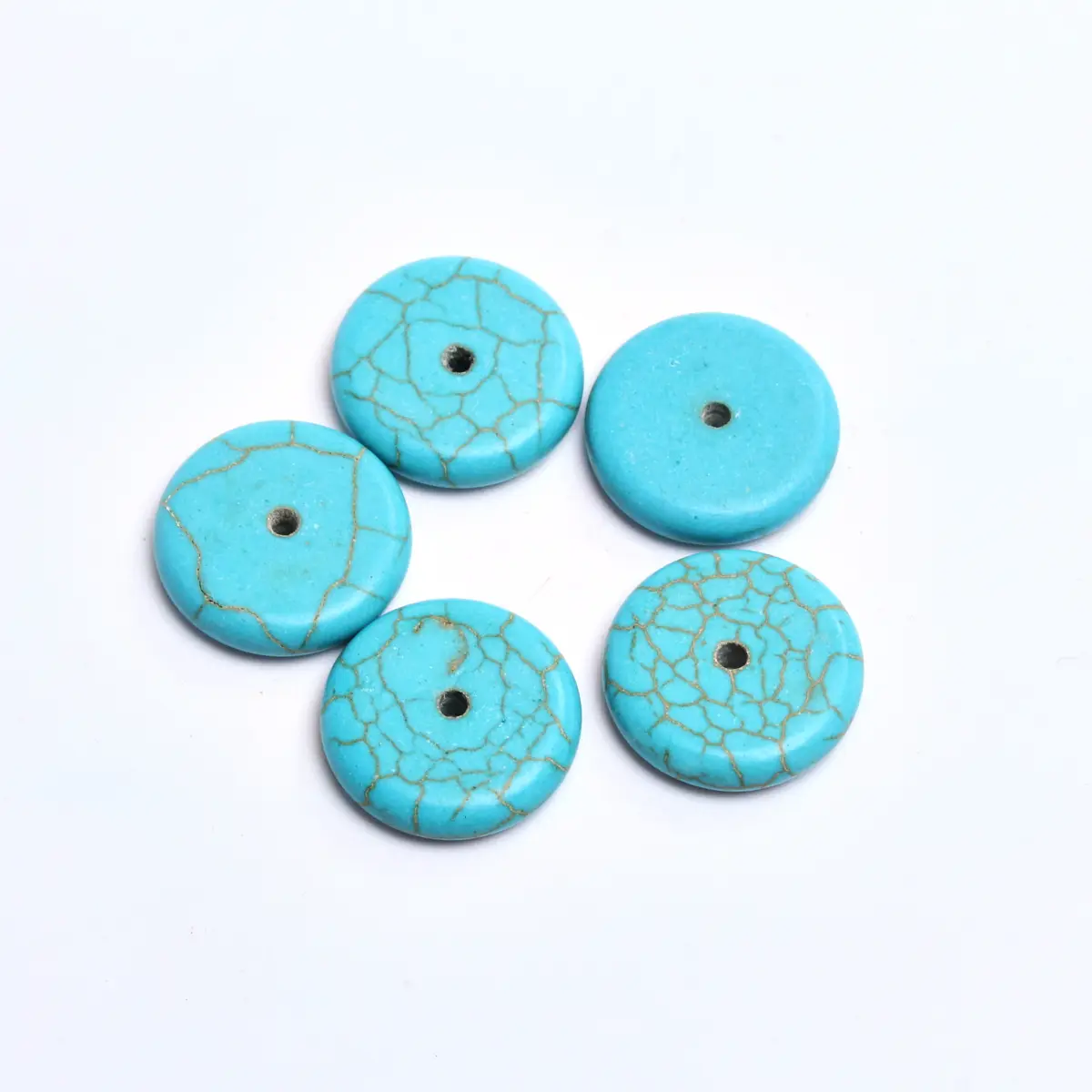 6mm/8mm/12mm/14mm/16mm 천연석 녹색 청록색 스페이서 플랫 라운드 비즈 50/30/15/10/5 개/가방 Diy 쥬얼리 만들기위한