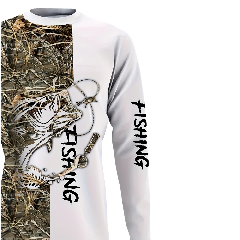 낚시 셔츠 남성 티셔츠 긴 소매 남성 의류 가을 streetwear 크루 넥 풀오버 남성 티셔츠 캐주얼 남성 의류