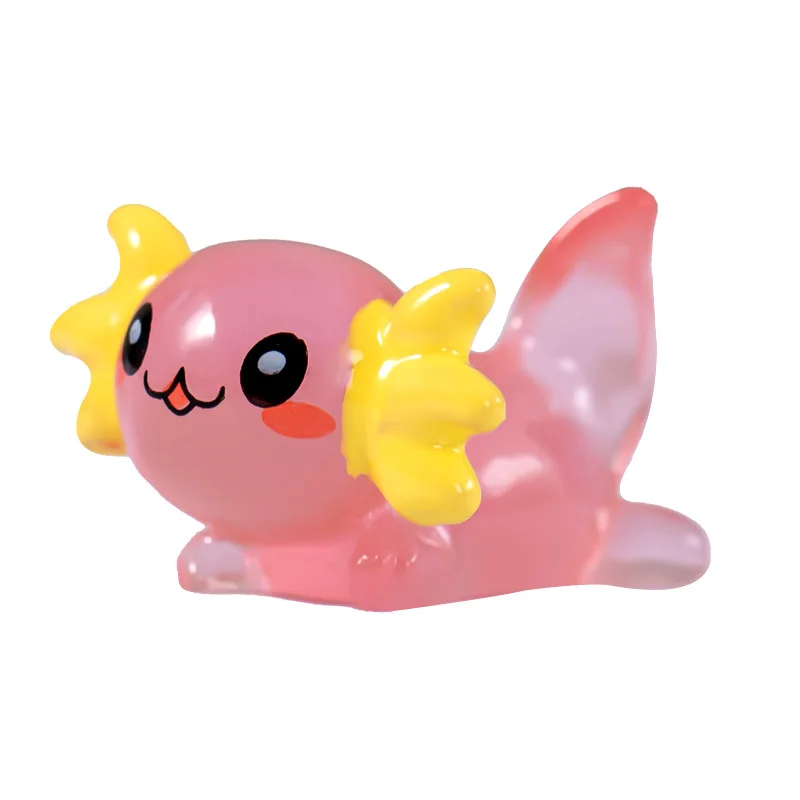 8-15PCS 빛나는 Axolotl 미니어처 Ambystoma Mexicanum 밤에 빛나는 이끼 Microlandscape 장식 귀여운 동물 물고기 탱크 DIY