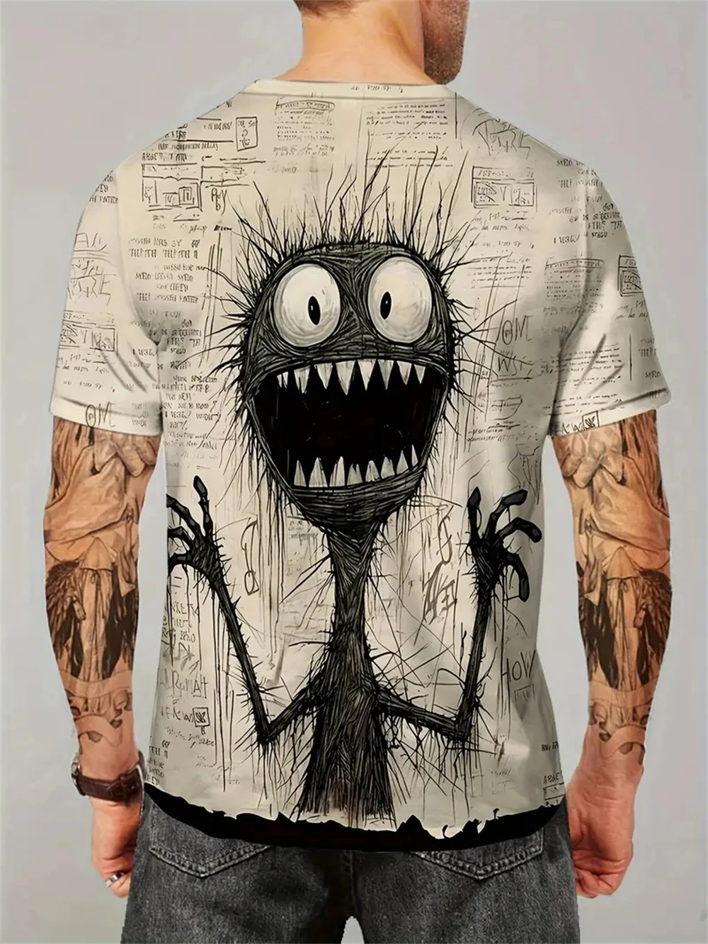 남성용 빈티지 티셔츠, 3D 프린트 재미있는 그래픽 탑 티, 남성 캐주얼 세련된 반팔 의류, 패션 스트리트웨어, 여름 신상