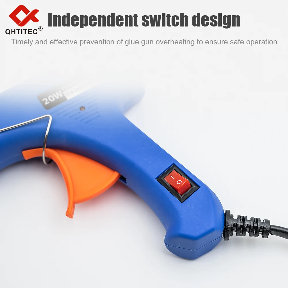 20W 스위치 포함 핫멜트 글루건, 7mm 글루스틱 미니 산업용 접착제 핫건 전기 열 온도 건 수리 도구