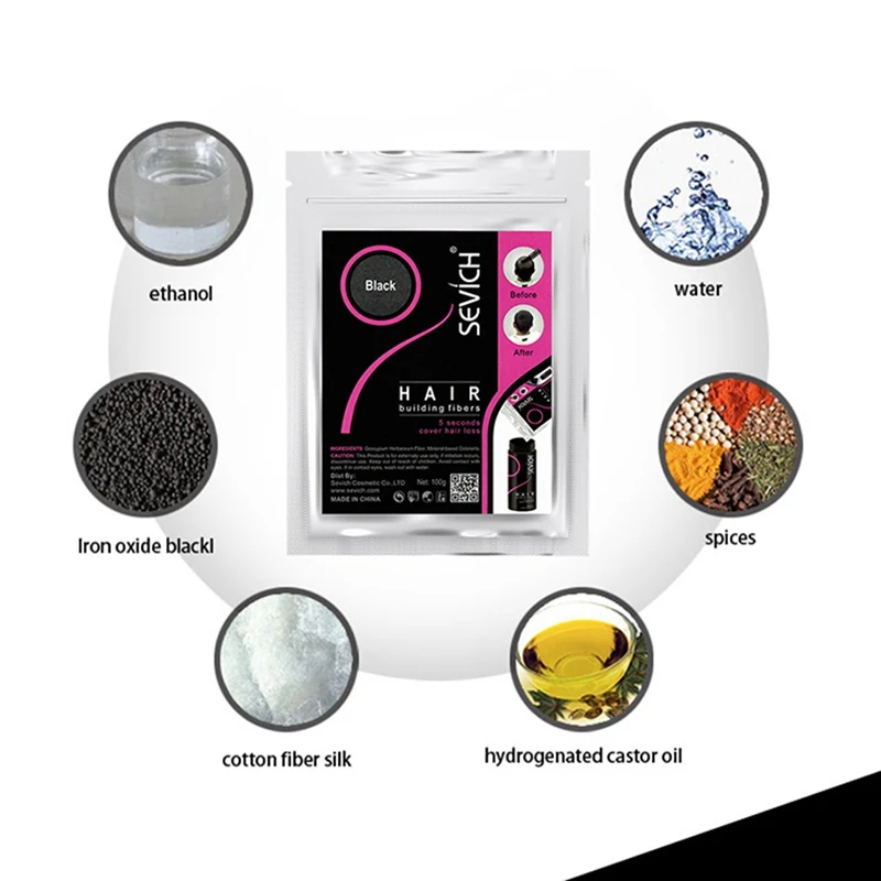 Sevich 100g 헤어 섬유 10 색 케라틴 헤어 빌딩 섬유 파우더 인스턴트 모발 성장 섬유 리필 50g 헤어 케어 제품