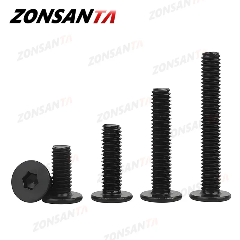 검정색 304 스테인레스 스틸 알렌 육각형 초박형 헤드 볼트 육각 소켓 초박형 플랫 웨이퍼 헤드 나사 M2 M2.5 M3 M4 M5 M6 M8