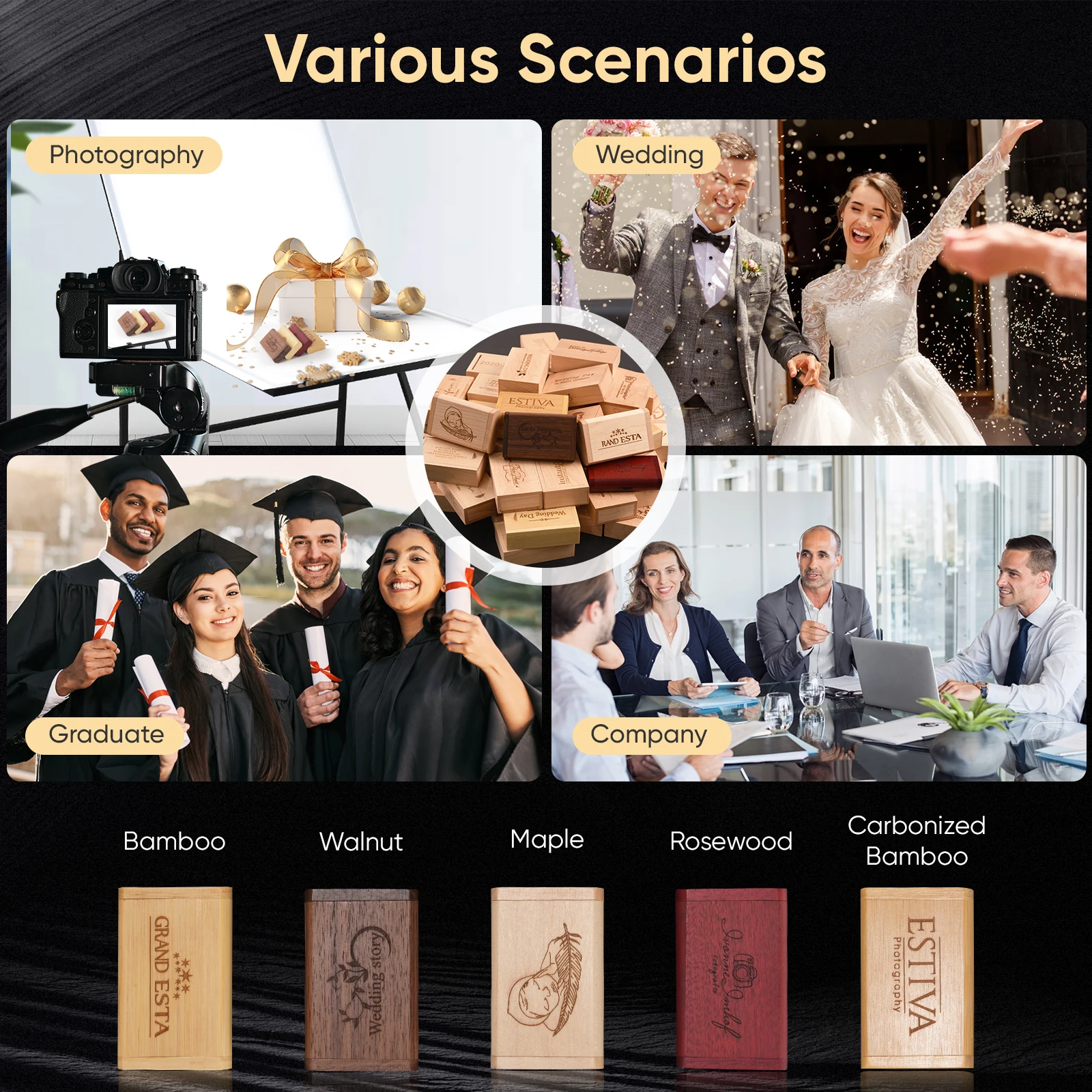 JASTER USB 플래시 드라이브 2.0 128GB 메모리 스틱 나무/대나무 무료 로고 Pendrive 4GB 8GB 16GB 32GB 64GB 펜 드라이브 결혼 선물