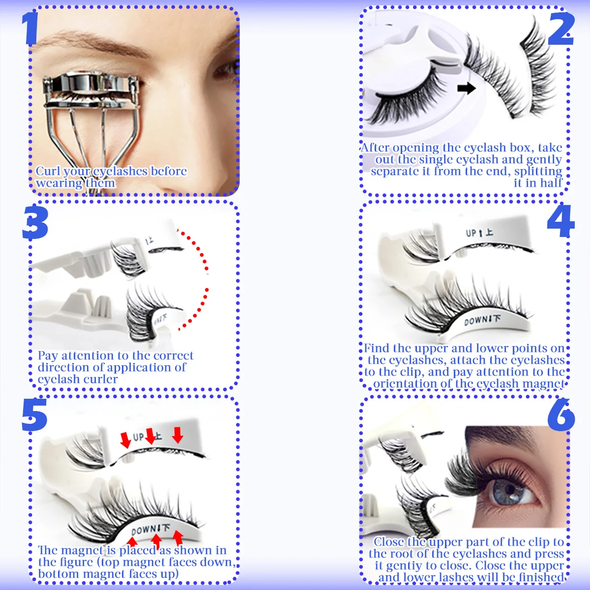 재사용 가능한 마그네틱 속눈썹 세트, 사용하기 쉬운 속눈썹 익스텐션 도구, 자연스러운 컬 인조 속눈썹, 마그네틱 트위저 포함, 1 쌍