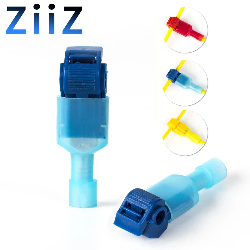 10 30 100Pcs T-탭 커넥터 빠른 전기 케이블 커넥터 스냅 스플 라이스 잠금 방수 압착 와이어 터미널 파란색 노란색 빨간색