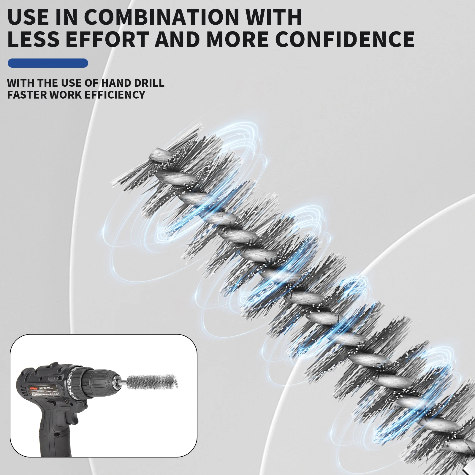 1PC 와이어 튜브 기계 청소 브러시 페인트 리무버 녹 청소기 금속 손잡이 굴뚝 세척 연마 도구