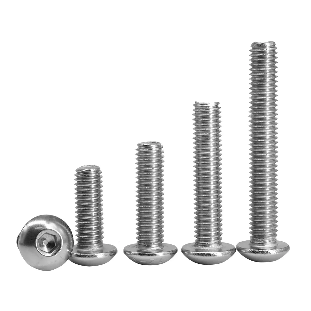 ISO7380 스테인레스 스틸 육각 나사 M2 M2.5 M3 M4 M5 M6 M8 M10 M12 육각형 304 SS 소켓 알렌 볼트 스레드 기계 금속 나사