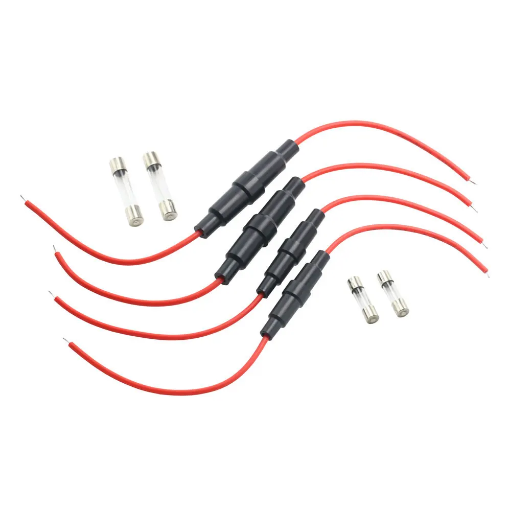 5PCS 5*20mm 6*30mm 유리 퓨즈 홀더 나사 유형 5X20mm 22 20 18 16 14AWG 와이어 케이블 250V 5X20MM 유리 퓨즈 튜브 퓨즈 케이스