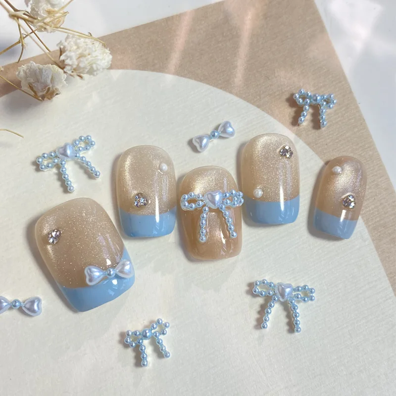 TSZS 10 개/몫 귀여운 3D 수지 진주 활 네일 아트 매력 일본 네일 재료Preal Bowknot 리본파츠 네일파츠 리본 네일 아트 장식 네일 파츠네일 파츠