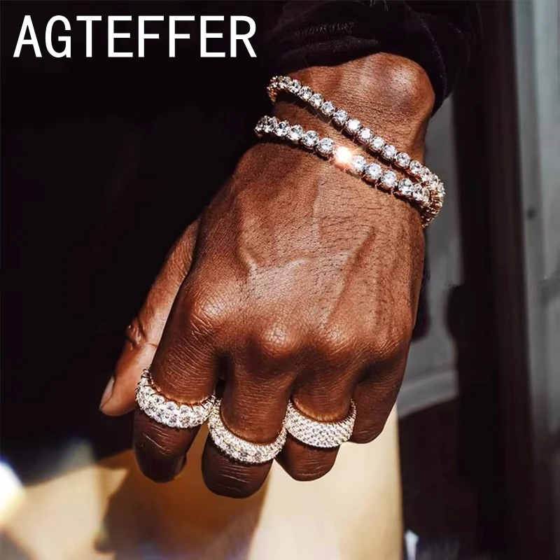 925 스털링 실버 테니스 팔찌 여성을위한 2/4mm 큐빅 지르코니아 손에 남성 크리스탈 체인 힙합 streetwear 쥬얼리