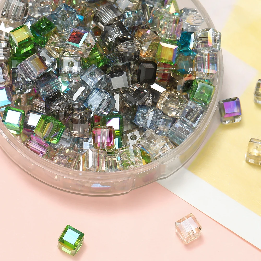 주얼리 제작용 크리스탈 스퀘어 비즈 면, 정교한 비즈, DIY 참 팔찌, 목걸이 액세서리, 로트 당 10 개, 6mm