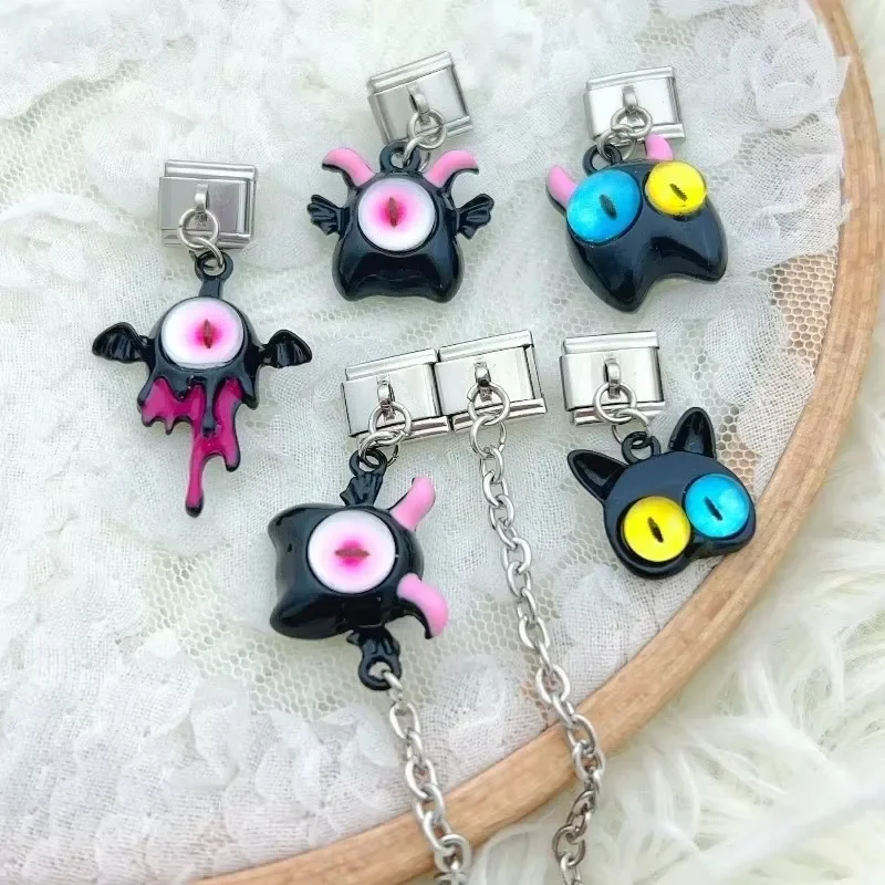 여성 패션 귀여운 작은 악마 이탈리아 매력 링크 맞는 9mm 모듈 형 별자리 팔찌 스테인레스 스틸 쥬얼리