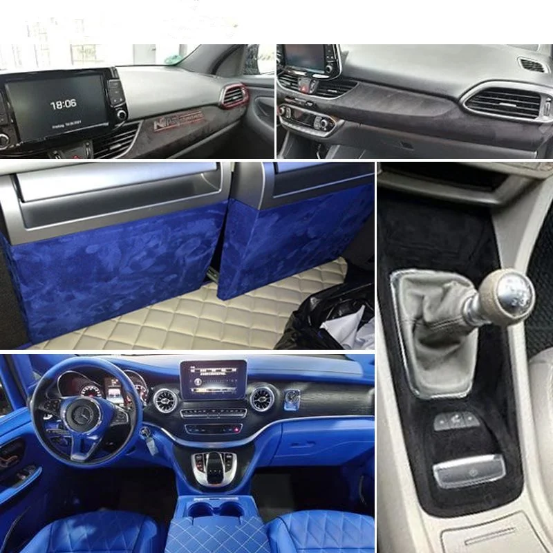 자기 접착 스웨이드 패브릭 마이크로 화이버 고급스러운 플러시 자동차 인테리어 랩 벨벳 패브릭 쥬얼리 디스플레이 케이스 장식 DIY 공예품