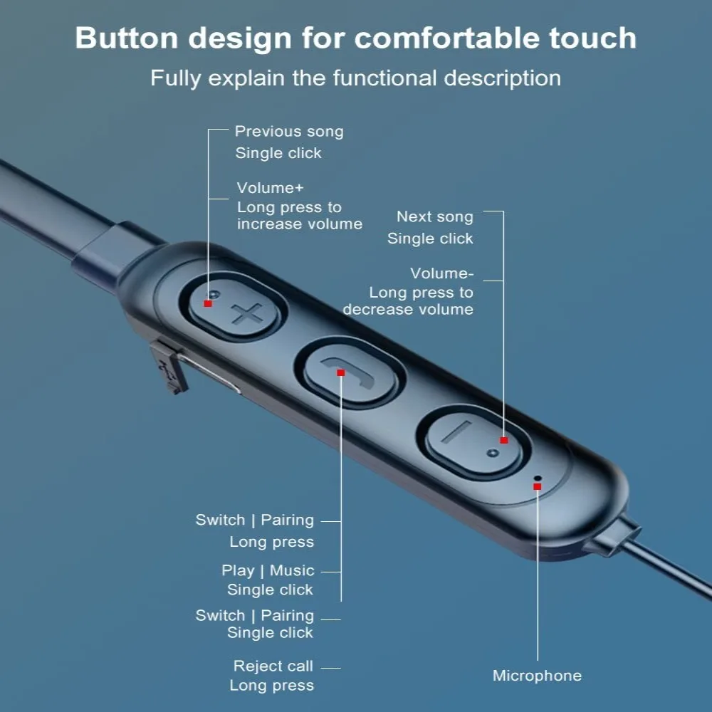 무선 블루투스 5.0 목 걸이형 스테레오 이어폰, 마이크 포함, 블루투스 헤드셋, 블루투스 헤드폰