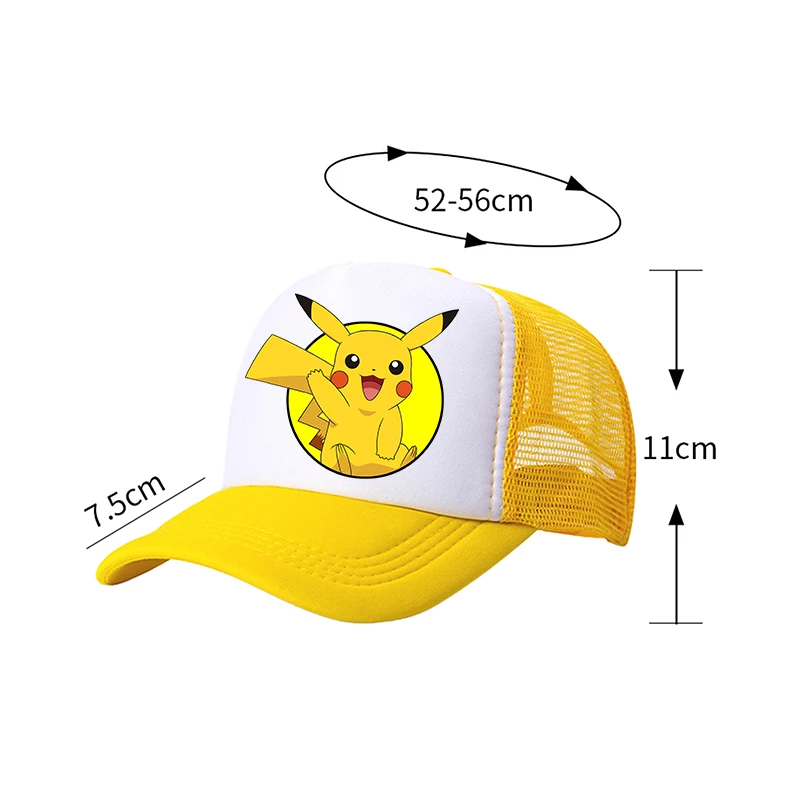 포켓몬 야구 모자 피카추 카와이 애니메이션 피규어 양산 모자 여름 야외 부모 자식 Sunhat 트렌디 오리 혀 모자 선물