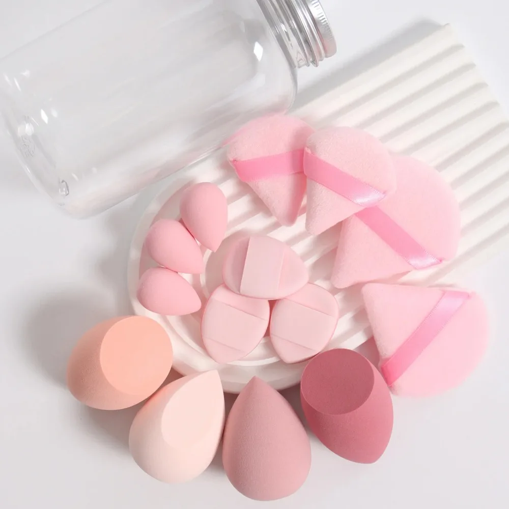 12/14Pcs 메이크업 스펀지 세트 화장품 블렌더 뷰티 에그 파운데이션 스펀지 파우더 퍼프 미니 핑거 퍼프 여성 메이크업 액세서리