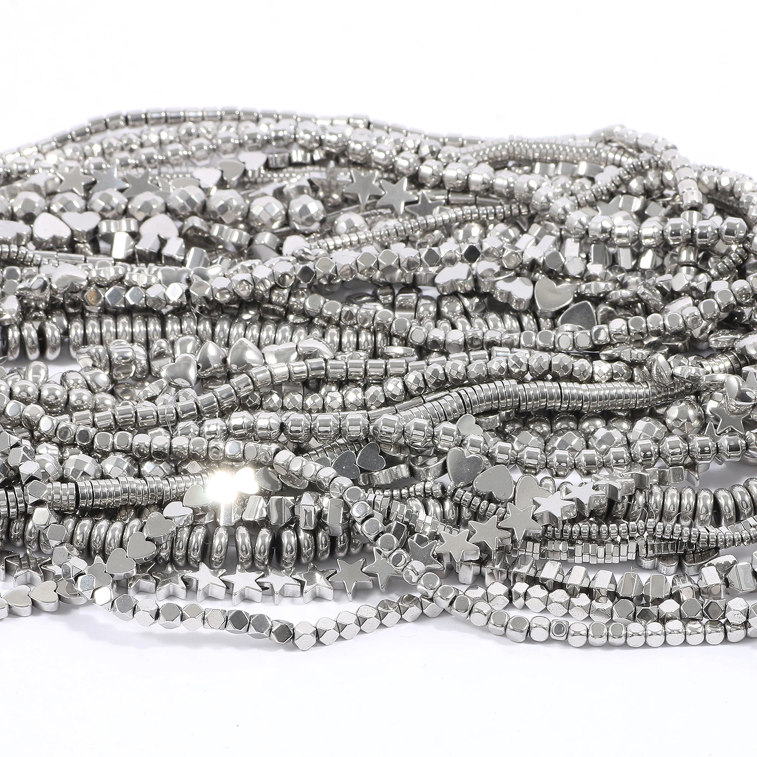 AAA + 로듐 적철광 구슬 천연 불규칙한 기하학적 열 하트 스톤 비즈 보석 만들기 팔찌 목걸이 15