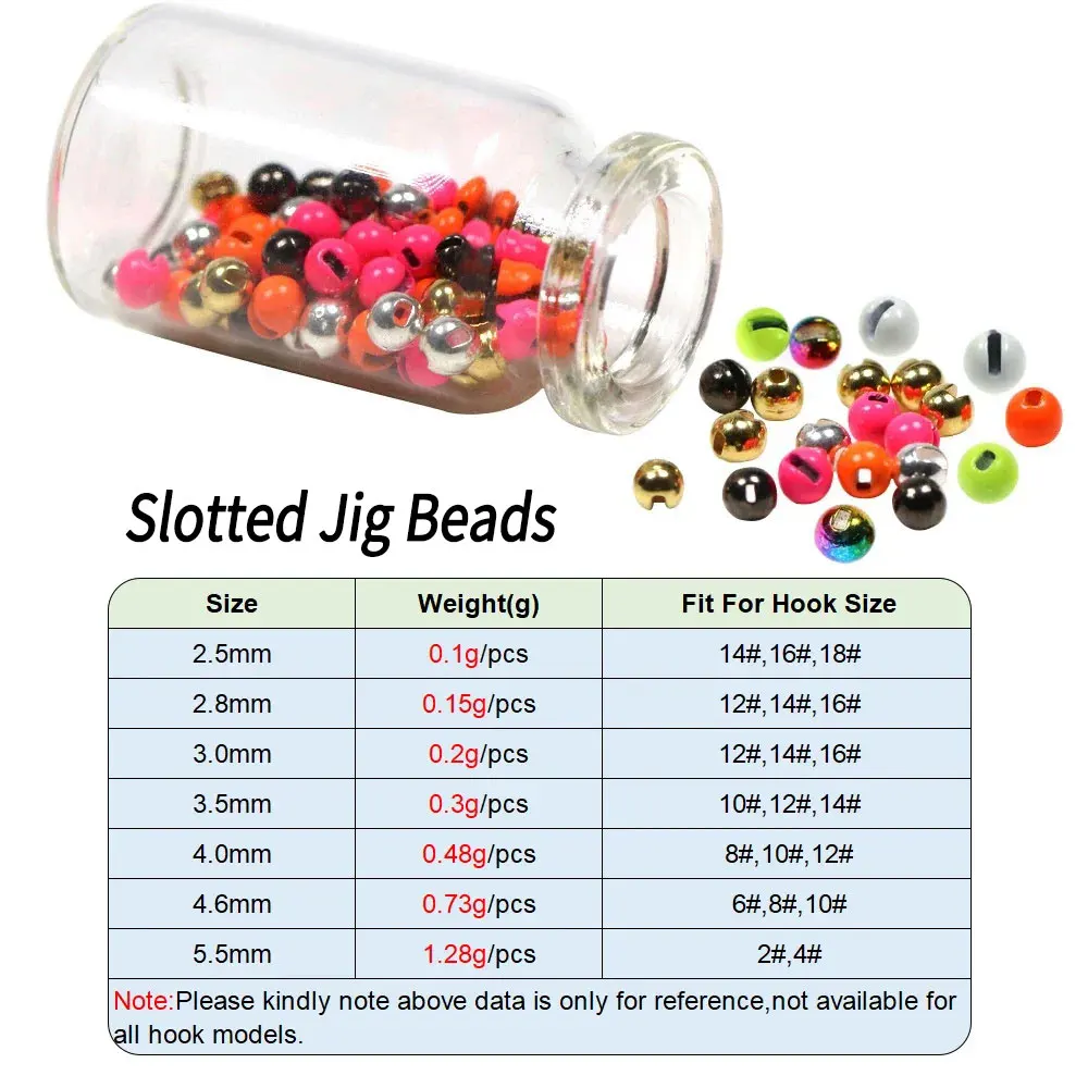 Vampfly 20/40pcs 빠른 싱킹 지그 바늘 잉어 낚시 미끼 액세서리 Beadhead 2.5mm-5.5mm 묶을 수있는 슬롯 지그 비즈