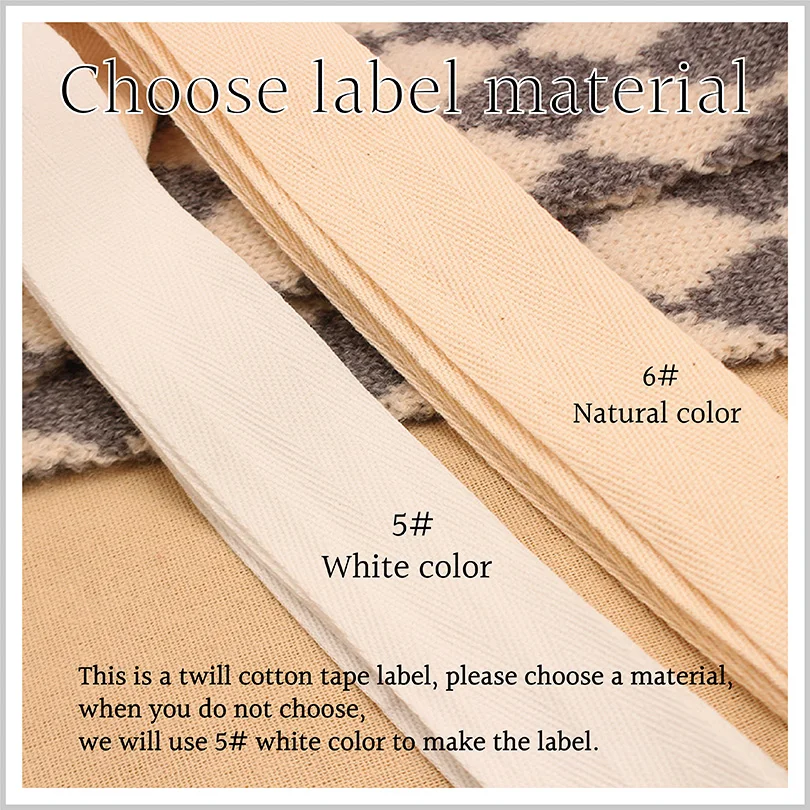 12x60mm 맞춤형 능직 라벨 - 맞춤형 브랜드, 유기농 면 태그, 한 줄 또는 두 줄, 맞춤형 텍스트, 세탁 가능 태그(xw5500)
