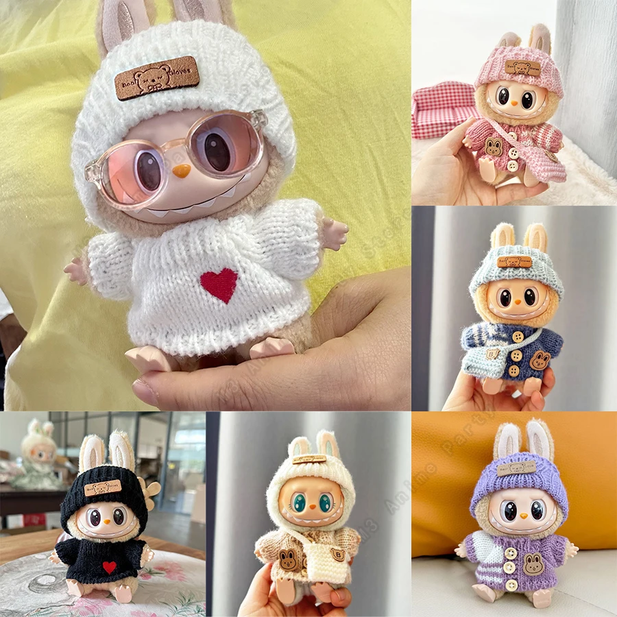 라부부 의상 V1 V2 V3 17cm 인형용 옷, 앉는 액세서리, 안경, 의류 디자이너, 어린이 선물, 스웨터, 모자, 가방 세트