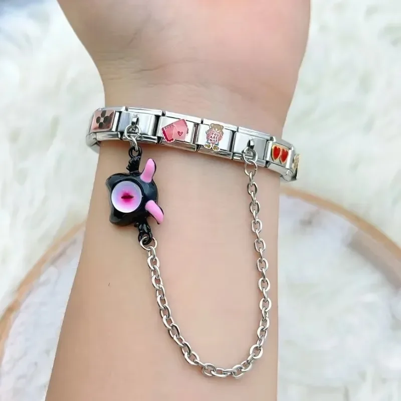 여성 패션 귀여운 작은 악마 이탈리아 매력 링크 맞는 9mm 모듈 형 별자리 팔찌 스테인레스 스틸 쥬얼리