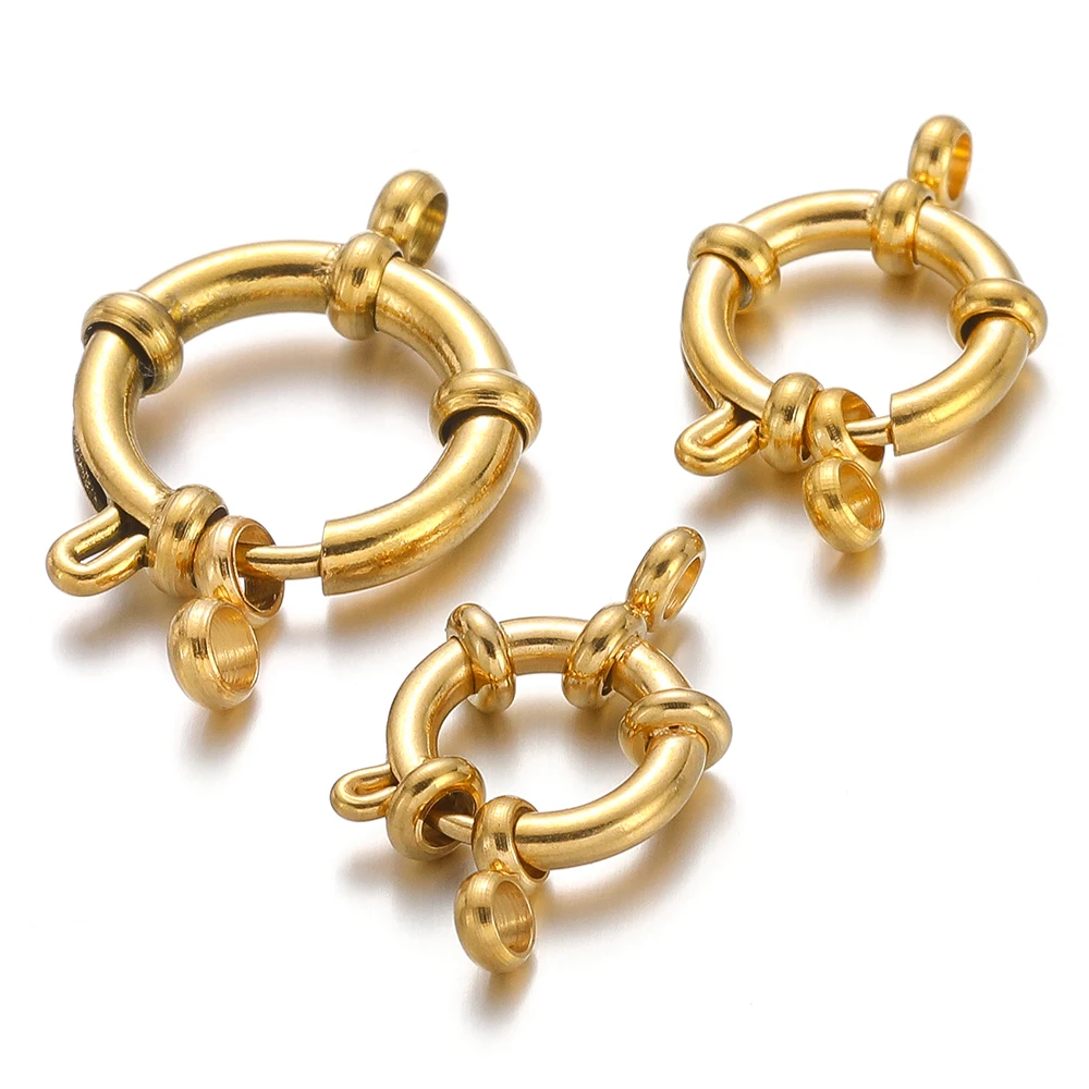 4 개/몫 스테인레스 스틸 골드 라운드 스프링 Clasps 팔찌 쇄골 목걸이에 대 한 후크 8 커넥터 DIY 쥬얼리 결과 만들기