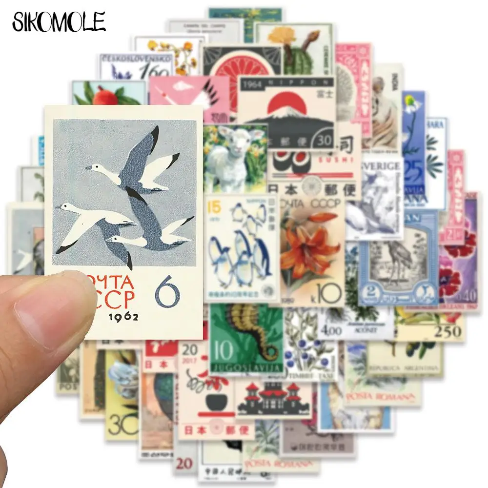 10/30/50PCS 만화 레트로 아트 스탬프 스티커 일본식 DIY 여행 수하물 기타 냉장고 노트북 낙서 스티커 아이 데칼