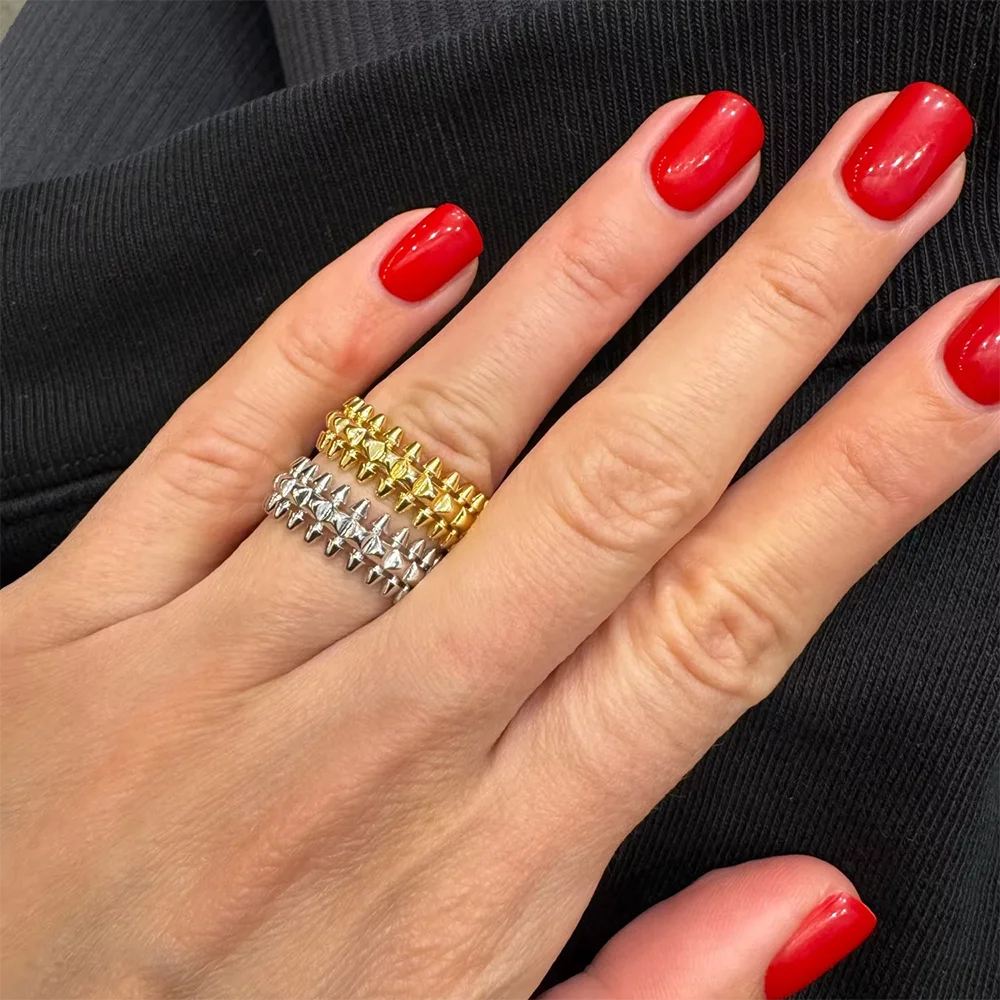 스테인레스 스틸 크리에이티브 기하학 리벳 반지, 부드러운 와이드 링, 웨딩 절묘한 클래식 펑크 쥬얼리 선물, 2025