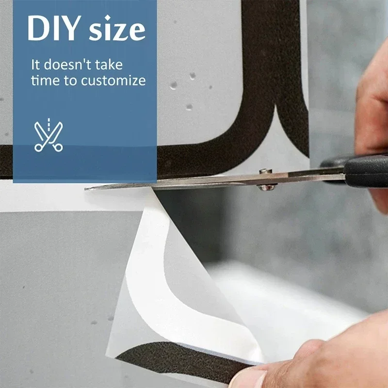 후크가있는 욕실 샤워 커튼 방수 및 곰팡이 방지 내구성 욕실 스크린 PE EVA 자체 자르기 패브릭 샤워 커튼