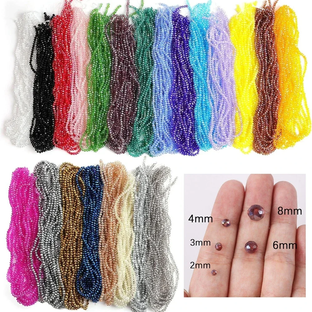 2mm 4mm 6mm 8mm Rondelle 오스트리아 크리스탈 비즈면 처리 된 유리 구슬 DIY 팔찌 의류 만들기위한 느슨한 스페이서 비즈