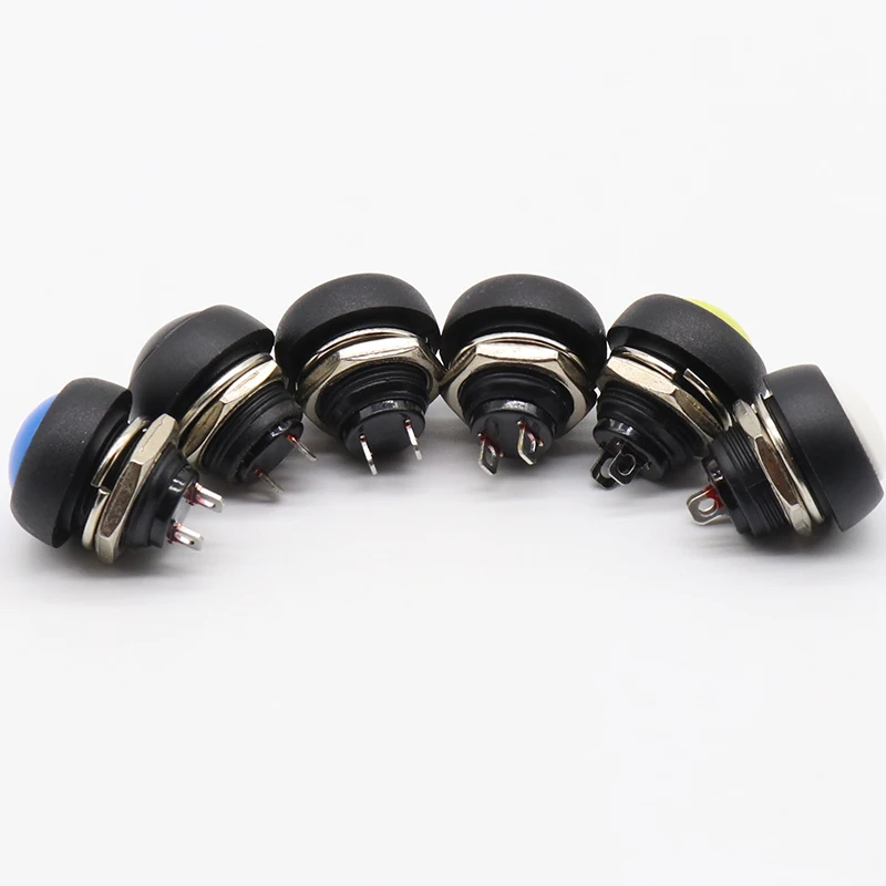 6PCS 12mm 방수 순간 푸시 버튼 스위치 OFF-(ON) 자체 복귀