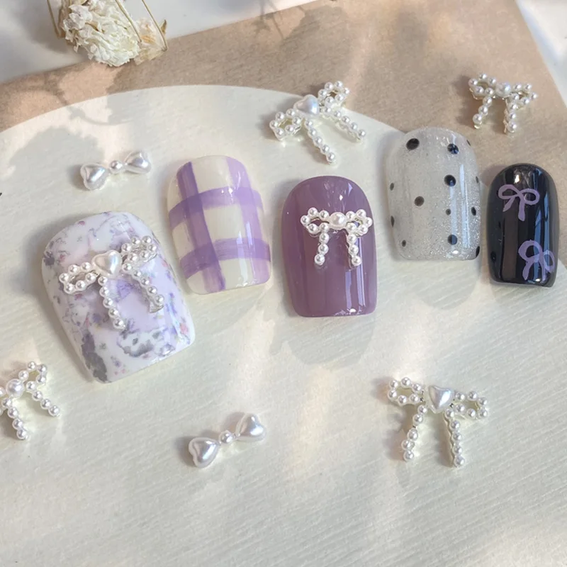 TSZS 10 개/몫 귀여운 3D 수지 진주 활 네일 아트 매력 일본 네일 재료Preal Bowknot 리본파츠 네일파츠 리본 네일 아트 장식 네일 파츠네일 파츠