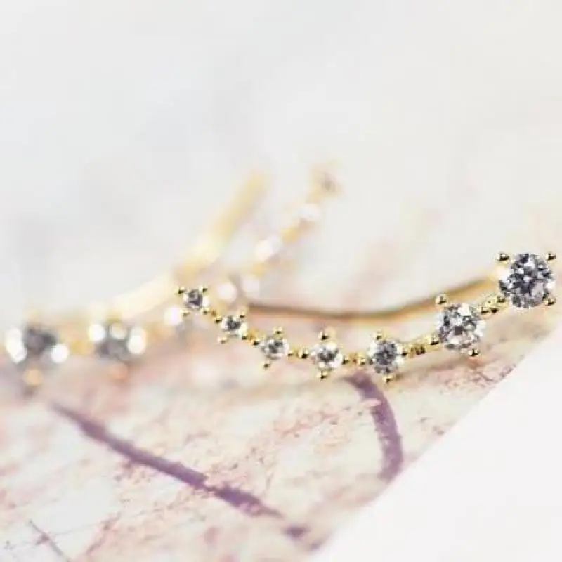 여성을위한 한국어 패션 7 스타 지르콘 귀걸이 쥬얼리 2024 동향 새로운 럭셔리 여성 크리스탈 별 스터드 귀걸이 선물