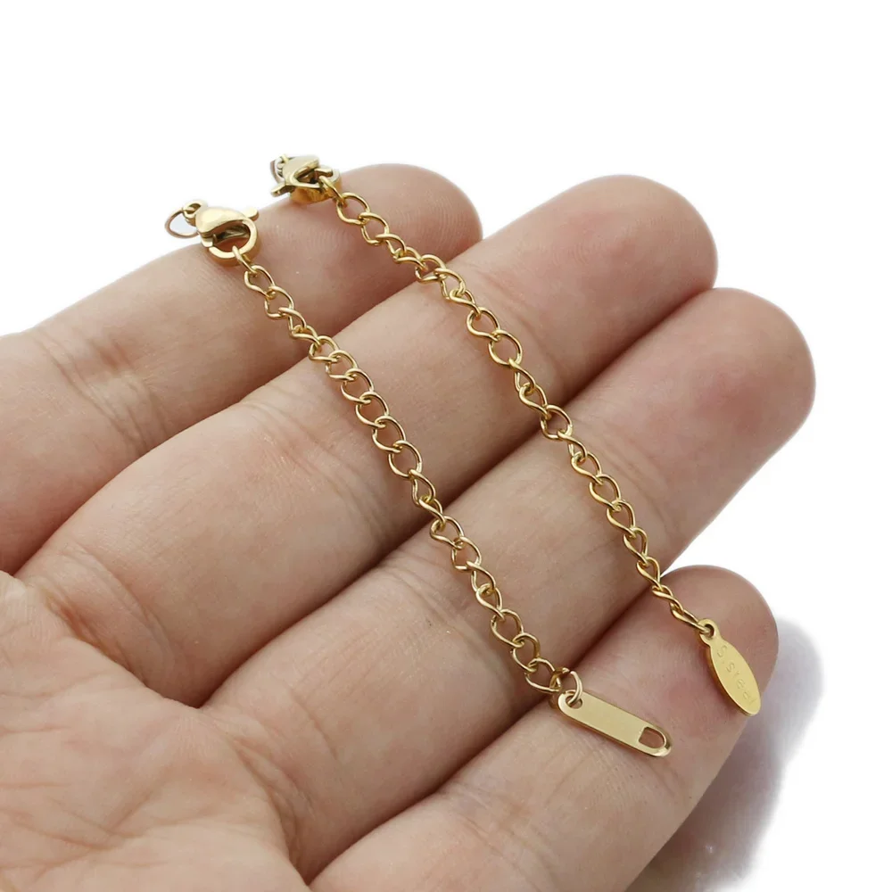 10 개/몫 스테인레스 스틸 확장 확장 테일 체인 랍스터 걸쇠 커넥터 DIY 쥬얼리 결과 팔찌 목걸이 만들기