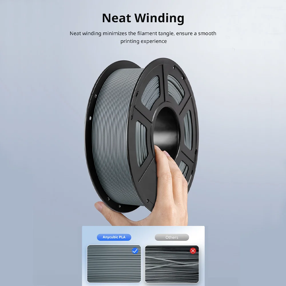 ANYCUBIC 3D 프린터 PLA 여러 가지 빛깔의 필라멘트 1.75mm 1kg/롤 FDM 3D 프린터 Kobra 용 플라스틱 고무 소모품 재료