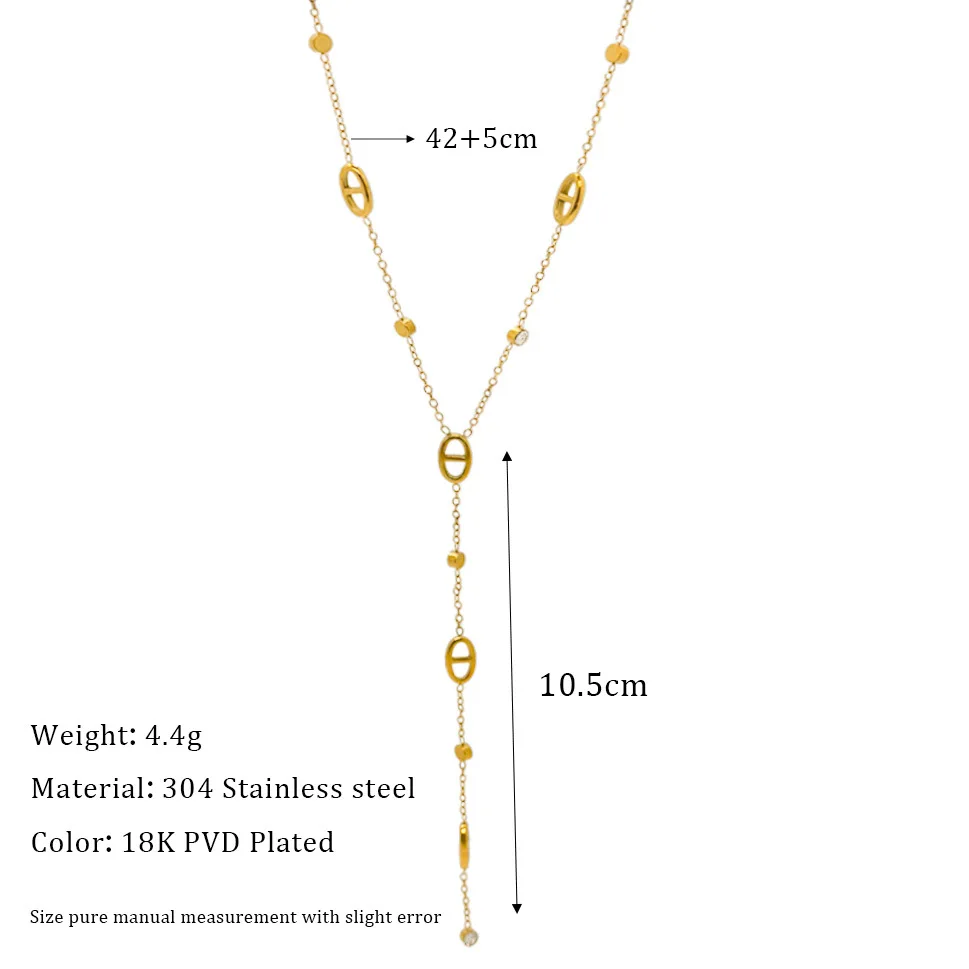 목걸이에 대한 예리한 Y 체인 비 페이딩 프랑스어 절묘한 여성 쇄골 체인 돼지 코 술 티타늄 스틸 프랑스어 클래식