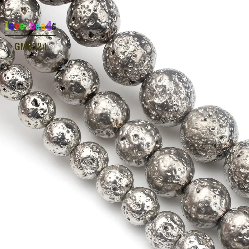 천연석 화이트 라바 라운드 루즈 비즈 4mm 6mm 8mm 10mm, DIY 목걸이 팔찌 쥬얼리 액세서리 만들기