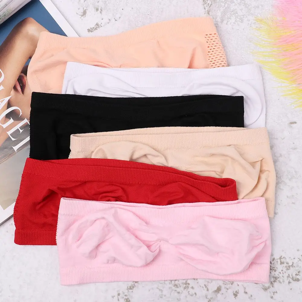 패션 높은 탄력 있는 스포츠 브라 튜브 탑 원활한 끈이 없는 랩 가슴