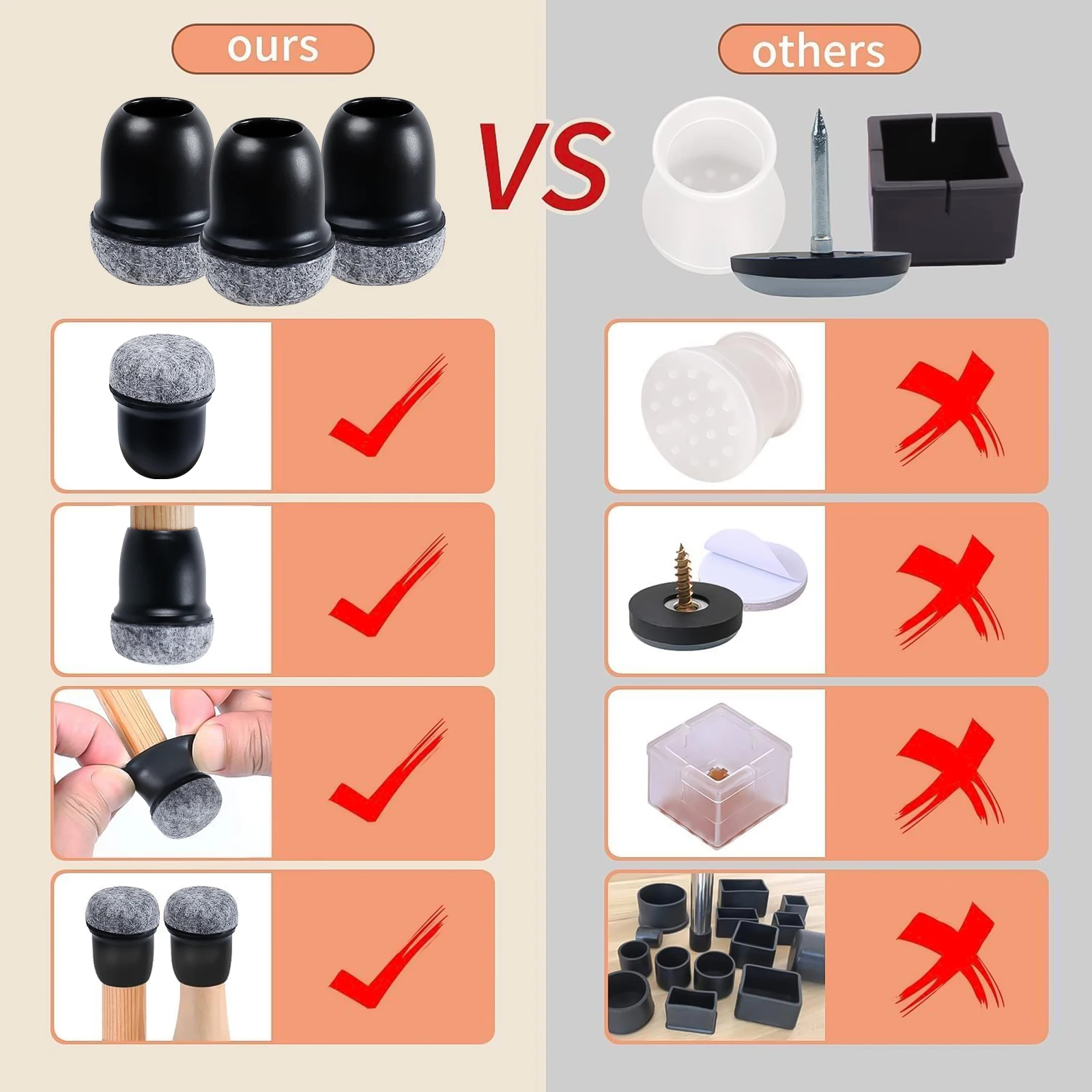 16PCS 의자 다리 보호대 미끄럼 방지 실리콘 360 ° 나무 바닥용 펠트 패드 바닥 포장 두꺼운 가구 다리 커버