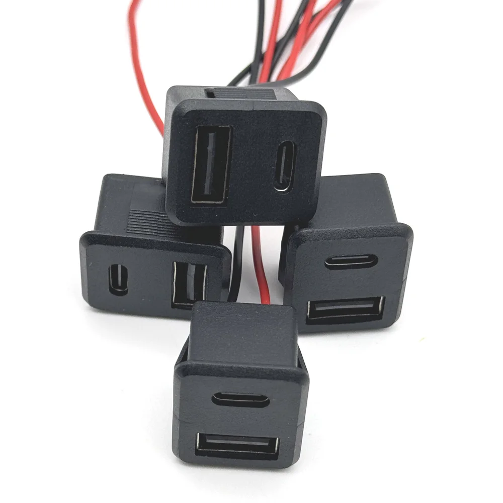 1/3PCS 20V 3A 더블 레이어 USB 여성 기본 유형-c 소켓 여성 USB 램프 충전 소켓 전원 소켓 케이블 3A 커넥터